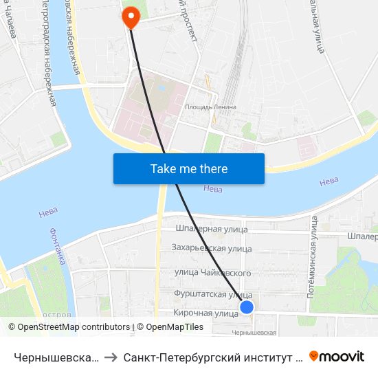 Чернышевская (Chernyshevskaya) to Санкт-Петербургский институт усовершенствования врачей-экспертов map