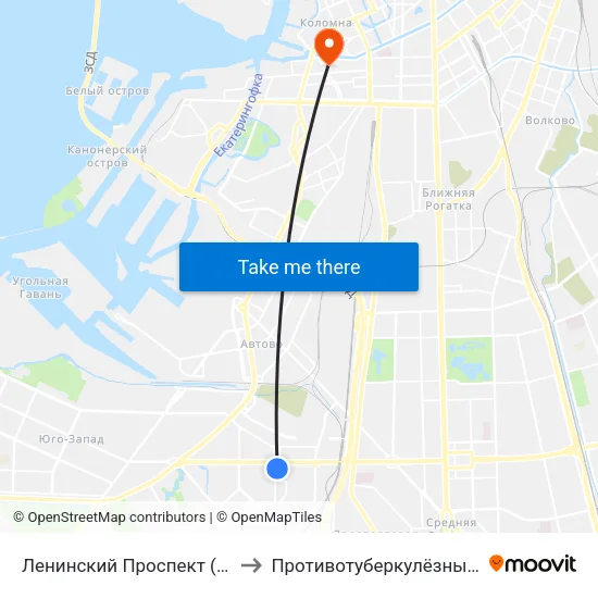Ленинский Проспект (Leninsky Prospekt) to Противотуберкулёзный диспансер №12 map