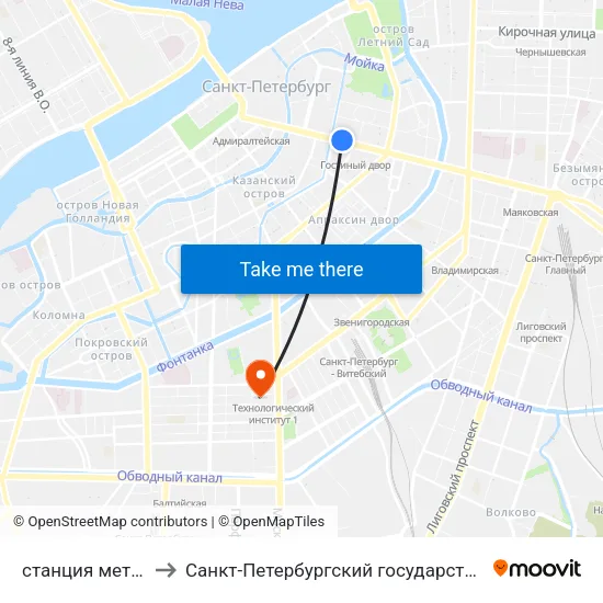 станция метро Невский Проспект to Санкт-Петербургский государственный архитектурно-строительный университет map