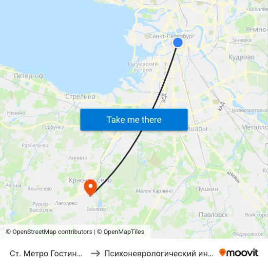 Ст. Метро Гостиный Двор to Психоневрологический интернат №9 map