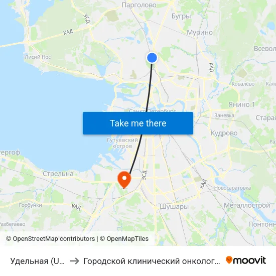 Удельная (Udel'Naya) to Городской клинический онкологический диспансер map