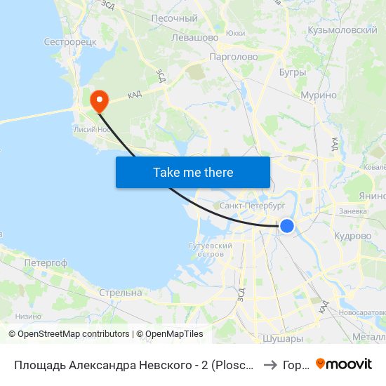 Площадь Александра Невского - 2 (Ploschad' Aleksandra Nevskogo - 2) to Горская map