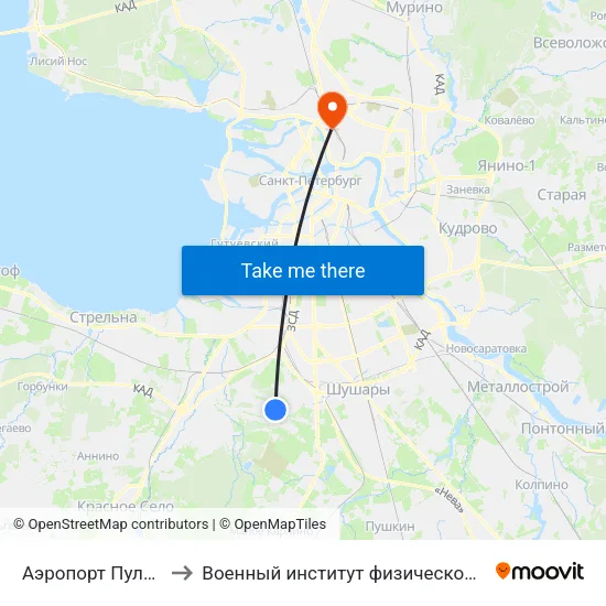 Аэропорт Пулково 1 to Военный институт физической культуры map