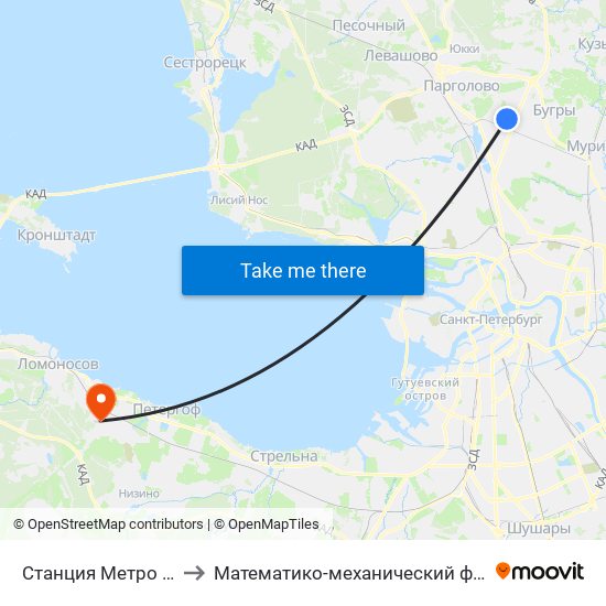 Станция Метро «Парнас» to Математико-механический факультет СПбГУ map