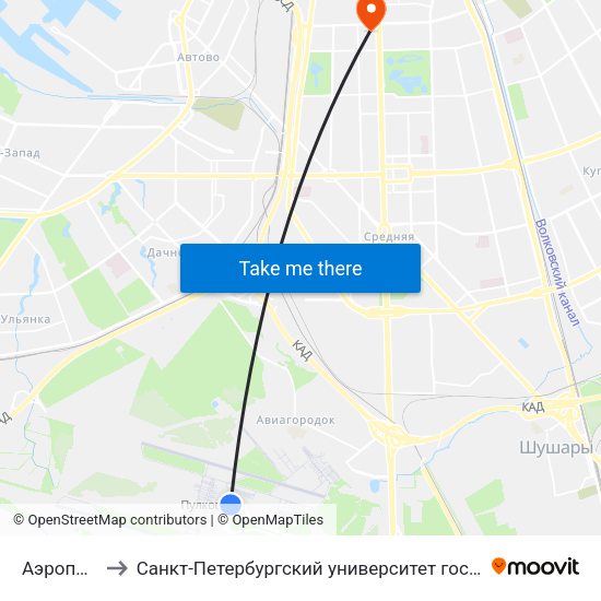 Аэропорт Пулково 1 to Санкт-Петербургский университет государственной противопожарной службы МЧС России map