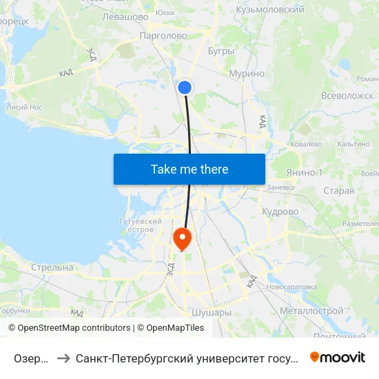 Озерки (Ozerki) to Санкт-Петербургский университет государственной противопожарной службы МЧС России map