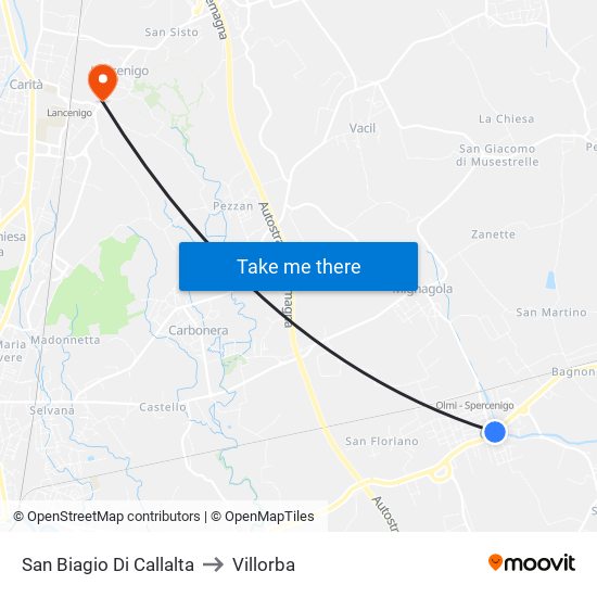 San Biagio Di Callalta to Villorba map
