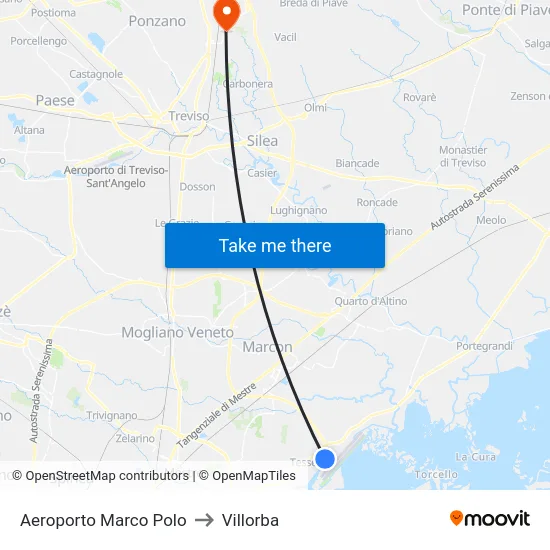 Aeroporto Marco Polo to Villorba map