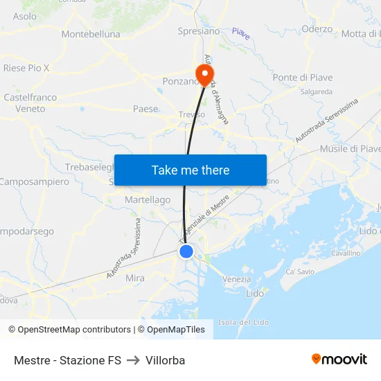 Mestre - Stazione FS to Villorba map