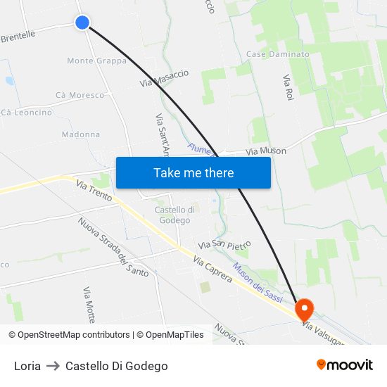 Loria to Castello Di Godego map