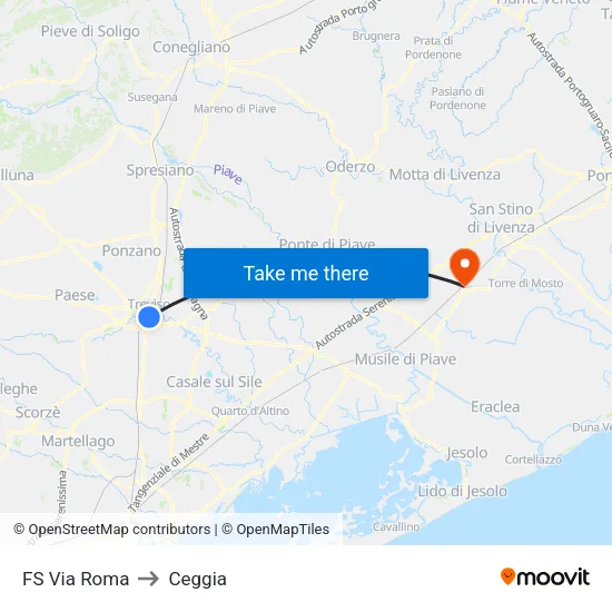 FS Via Roma to Ceggia map