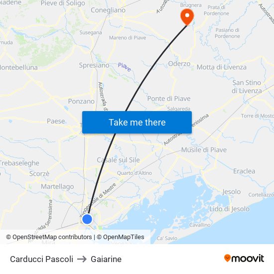 Carducci Pascoli to Gaiarine map