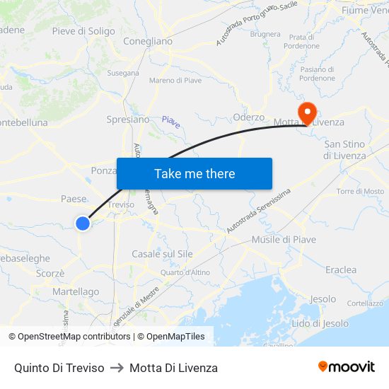 Quinto Di Treviso to Motta Di Livenza map