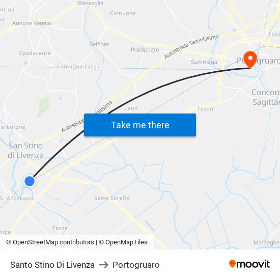 Santo Stino Di Livenza to Portogruaro map