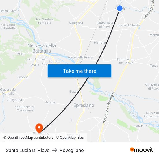 Santa Lucia Di Piave to Povegliano map