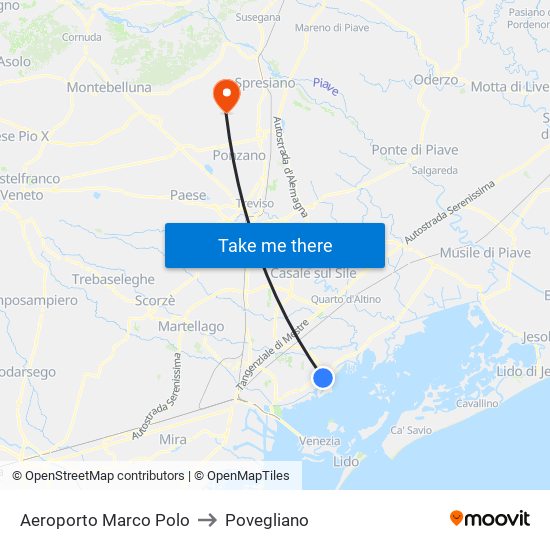 Aeroporto Marco Polo to Povegliano map