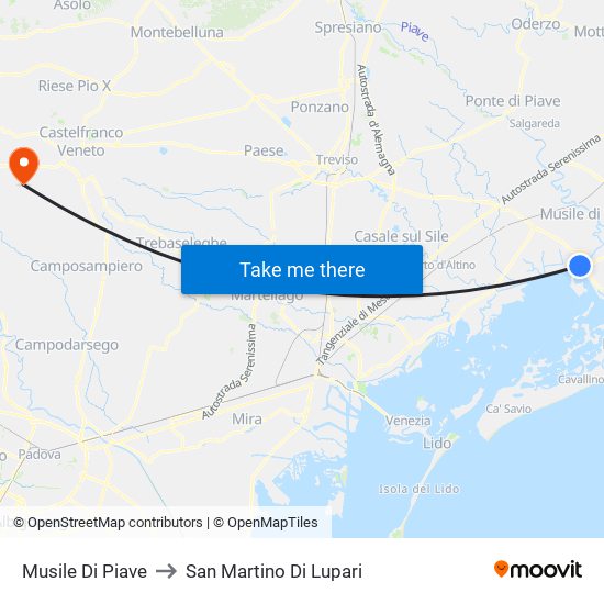 Musile Di Piave to San Martino Di Lupari map