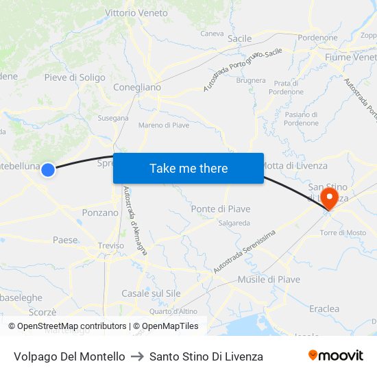 Volpago Del Montello to Santo Stino Di Livenza map