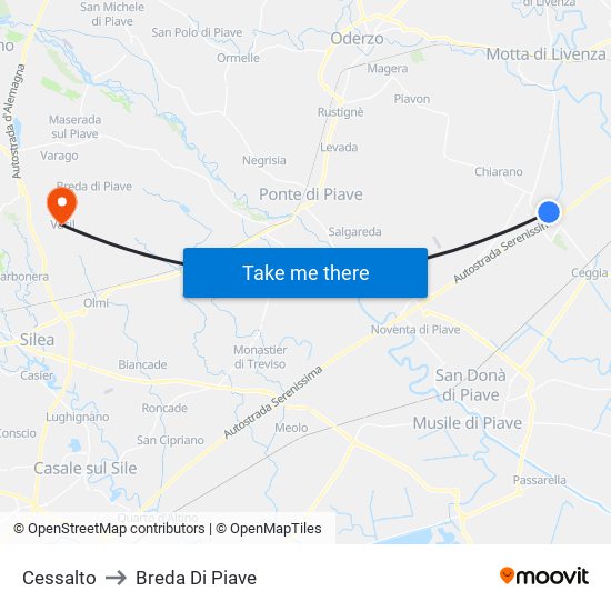 Cessalto to Breda Di Piave map