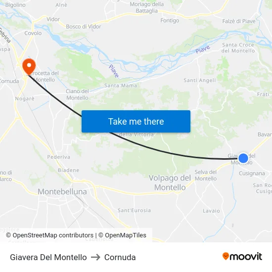 Giavera Del Montello to Cornuda map