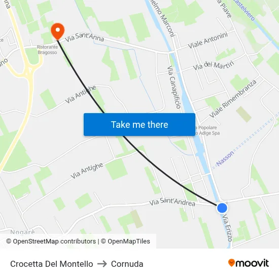 Crocetta Del Montello to Cornuda map