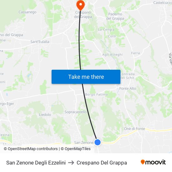 San Zenone Degli Ezzelini to Crespano Del Grappa map