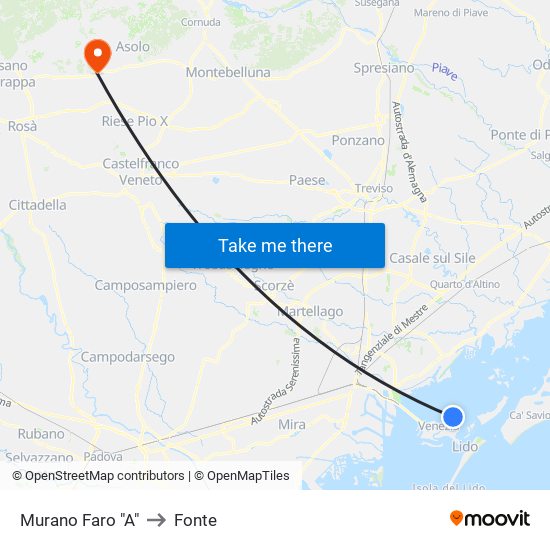 Murano Faro "A" to Fonte map