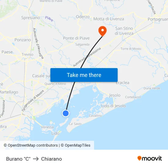 Burano C to Chiarano map
