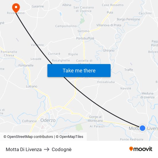 Motta Di Livenza to Codognè map