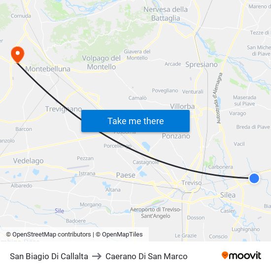 San Biagio Di Callalta to Caerano Di San Marco map