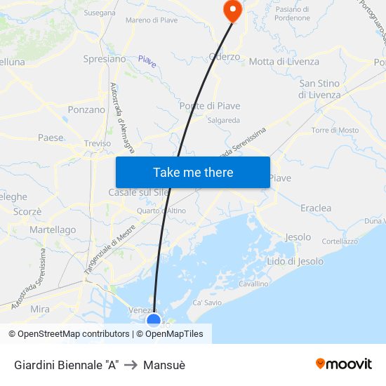 Giardini Biennale "A" to Mansuè map