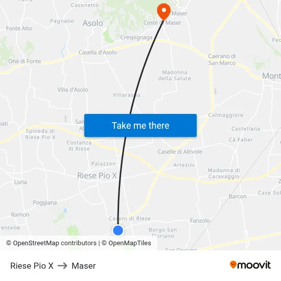 Riese Pio X to Maser map