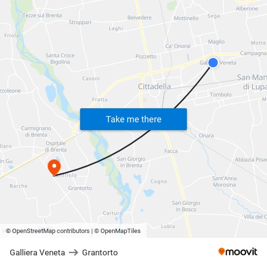 Galliera Veneta to Grantorto map