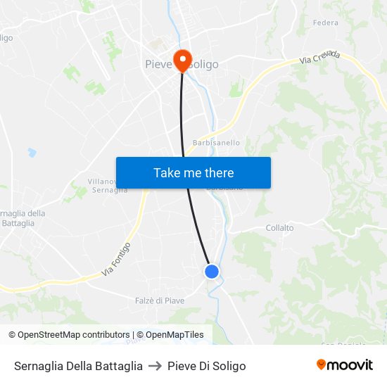 Sernaglia Della Battaglia to Pieve Di Soligo map