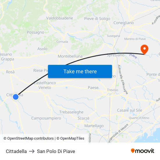 Cittadella to San Polo Di Piave map