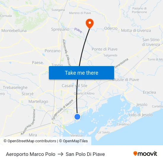Aeroporto Marco Polo to San Polo Di Piave map