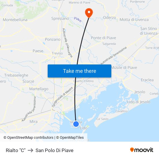 Rialto "C" to San Polo Di Piave map