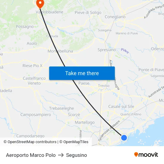 Aeroporto Marco Polo to Segusino map