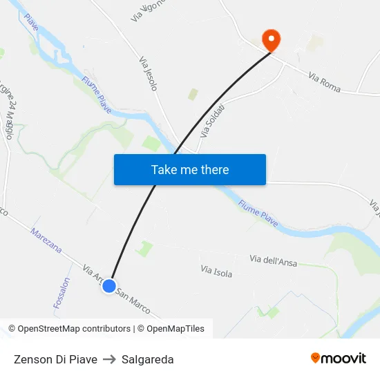 Zenson Di Piave to Salgareda map