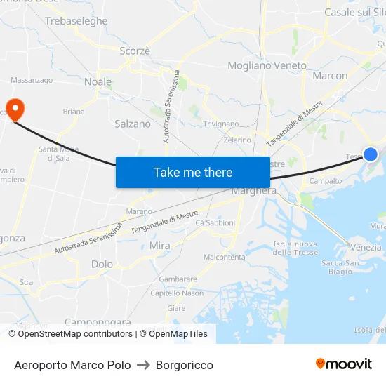 Aeroporto Marco Polo to Borgoricco map