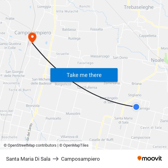 Santa Maria Di Sala to Camposampiero map