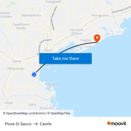 Piove Di Sacco to Caorle map