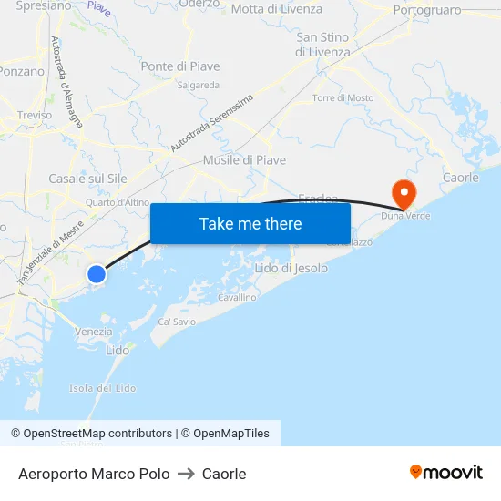 Aeroporto Marco Polo to Caorle map
