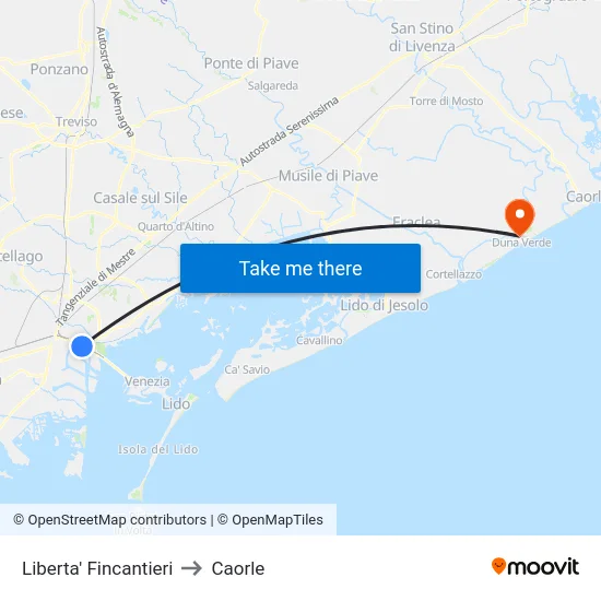 Liberta' Fincantieri to Caorle map