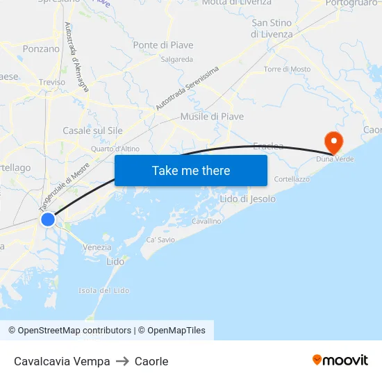 Cavalcavia Vempa to Caorle map