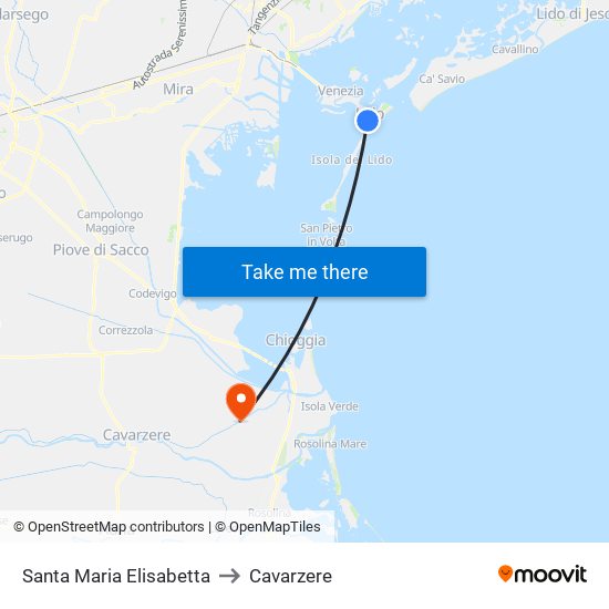 Santa Maria Elisabetta to Cavarzere map