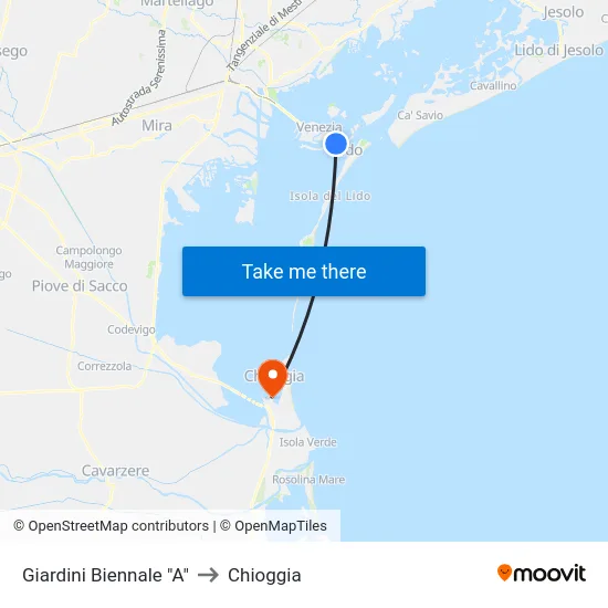 Giardini Biennale "A" to Chioggia map