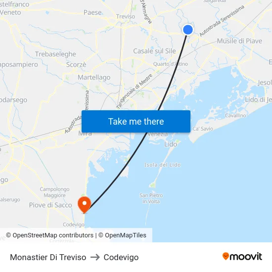 Monastier Di Treviso to Codevigo map