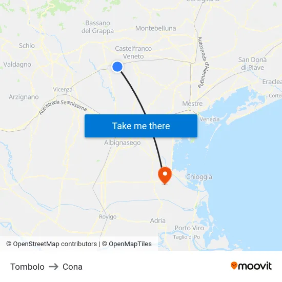 Tombolo to Cona map