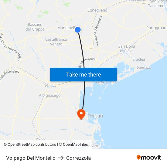 Volpago Del Montello to Correzzola map